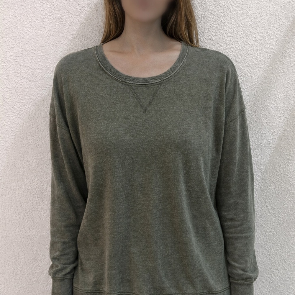 Z Supply Olive Green Crew Pullover Sweatshirt